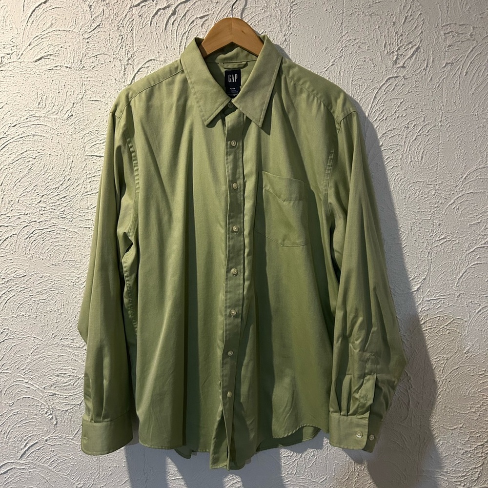 Men’s Sage Green Long Sleeve Gap Collared Shirt - Size XL